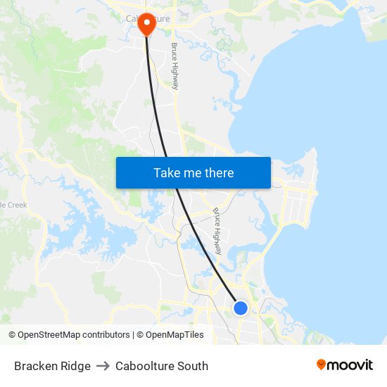 Bracken Ridge to Caboolture South map