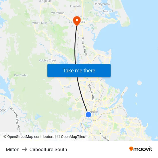 Milton to Caboolture South map