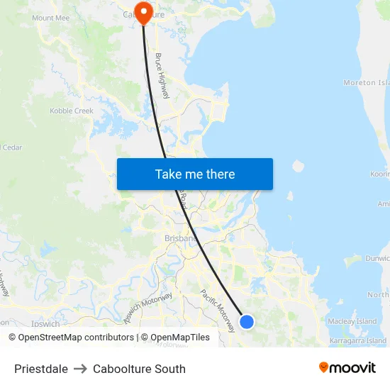 Priestdale to Caboolture South map