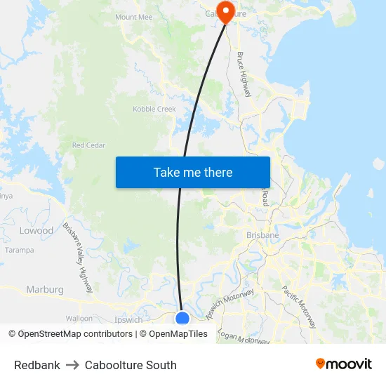 Redbank to Caboolture South map