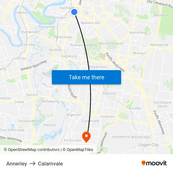 Annerley to Calamvale map