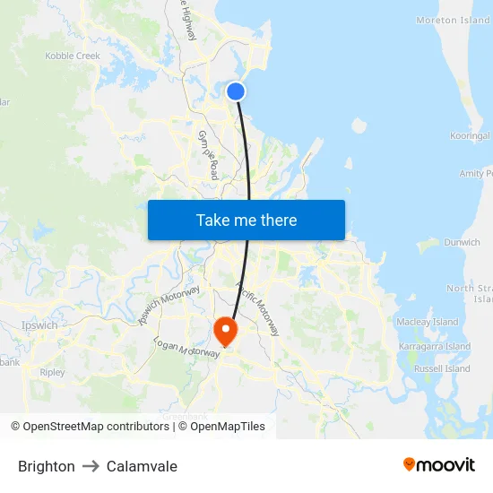 Brighton to Calamvale map