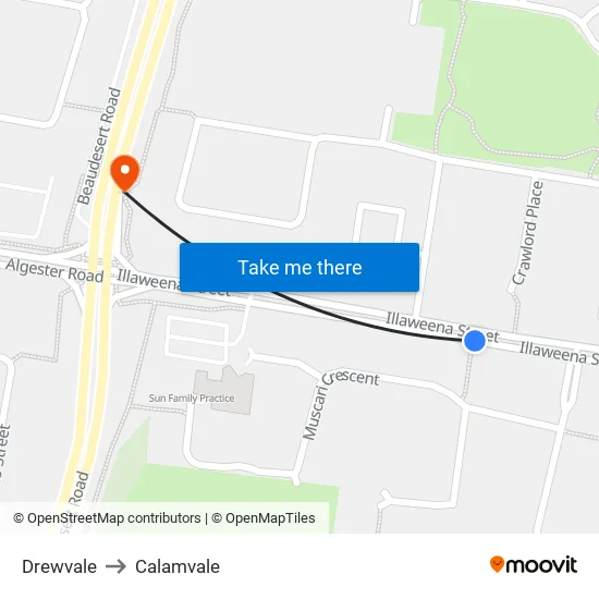 Drewvale to Calamvale map
