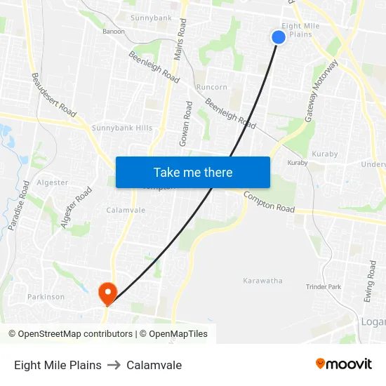 Eight Mile Plains to Calamvale map