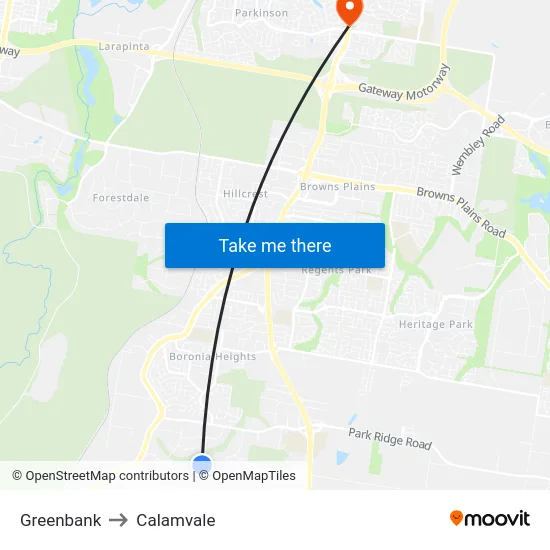 Greenbank to Calamvale map
