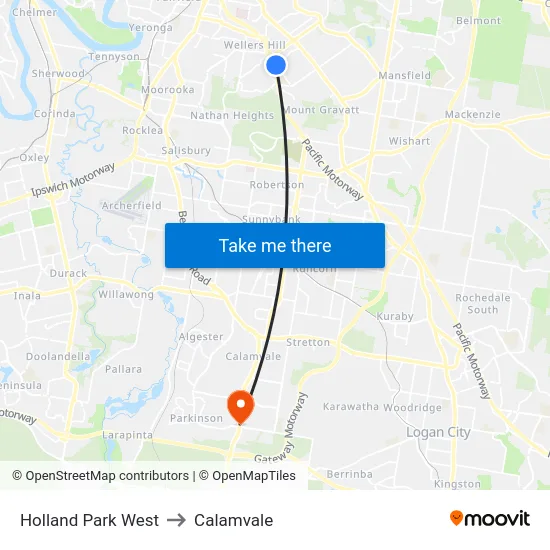 Holland Park West to Calamvale map