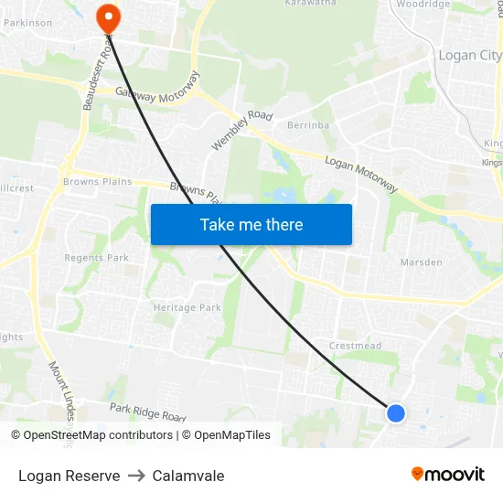 Logan Reserve to Calamvale map