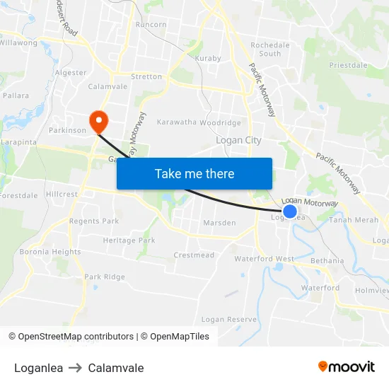 Loganlea to Calamvale map