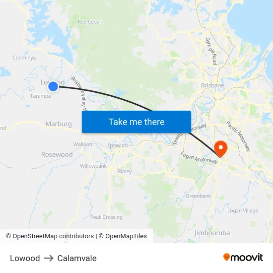 Lowood to Calamvale map