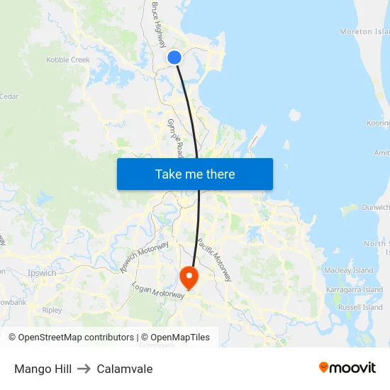 Mango Hill to Calamvale map
