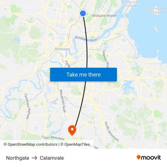 Northgate to Calamvale map