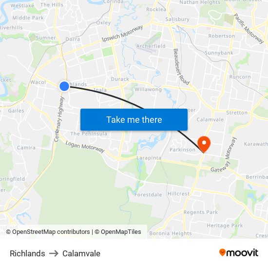 Richlands to Calamvale map