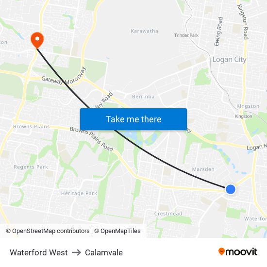 Waterford West to Calamvale map