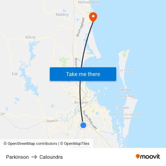 Parkinson to Caloundra map