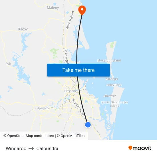 Windaroo to Caloundra map
