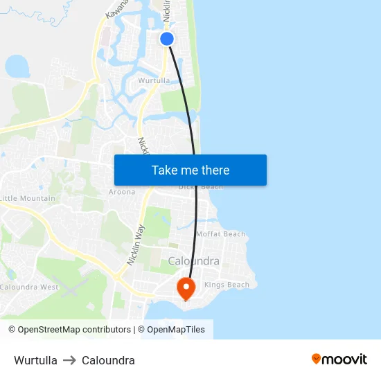 Wurtulla to Caloundra map