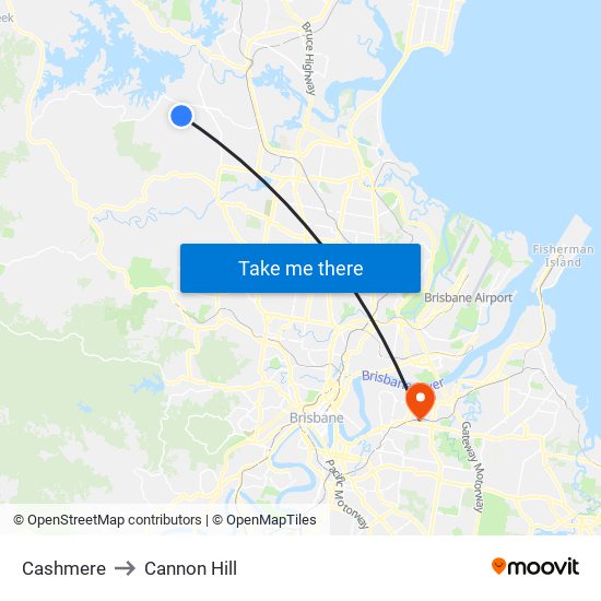 Cashmere to Cannon Hill map