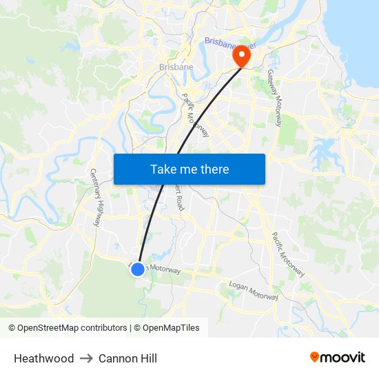 Heathwood to Cannon Hill map