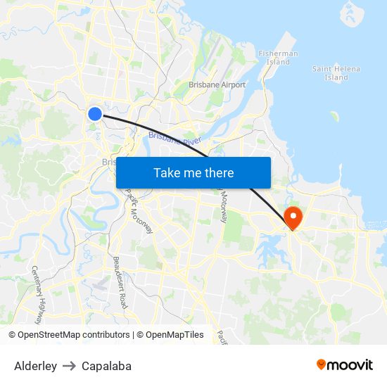 Alderley to Capalaba map