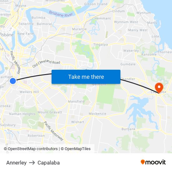 Annerley to Capalaba map