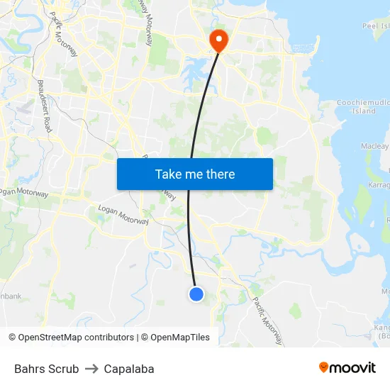 Bahrs Scrub to Capalaba map