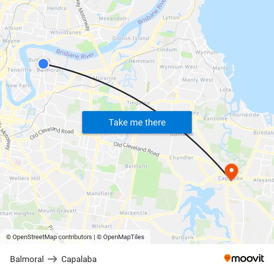 Balmoral to Capalaba map