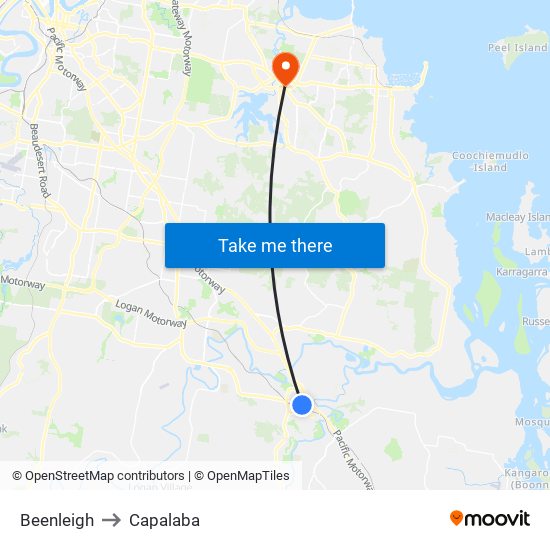 Beenleigh to Capalaba map