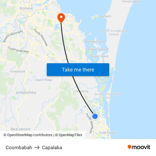 Coombabah to Capalaba map