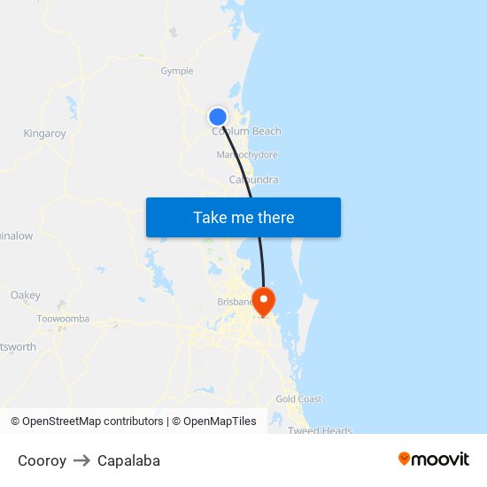 Cooroy to Capalaba map