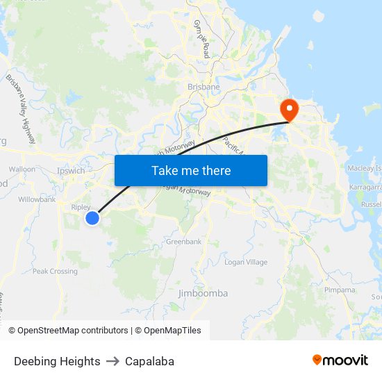 Deebing Heights to Capalaba map