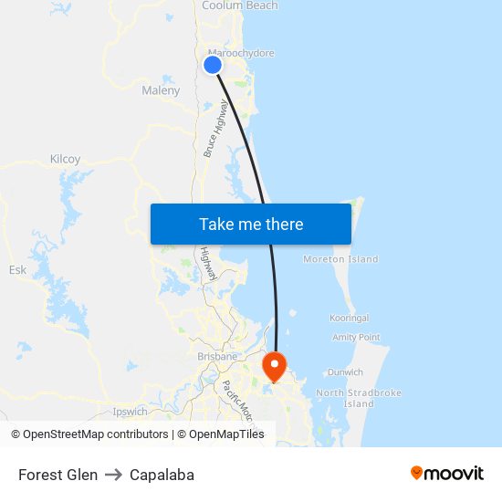 Forest Glen to Capalaba map