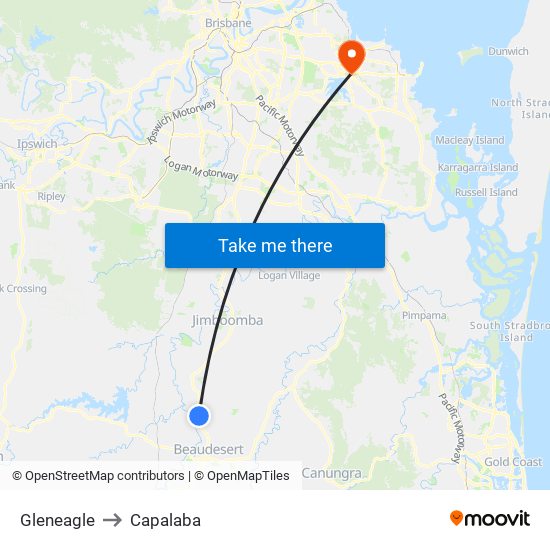 Gleneagle to Capalaba map