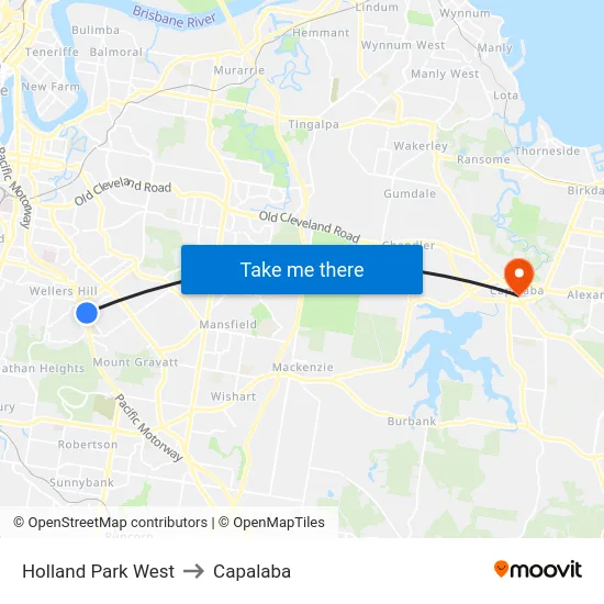 Holland Park West to Capalaba map