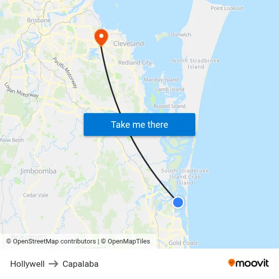 Hollywell to Capalaba map