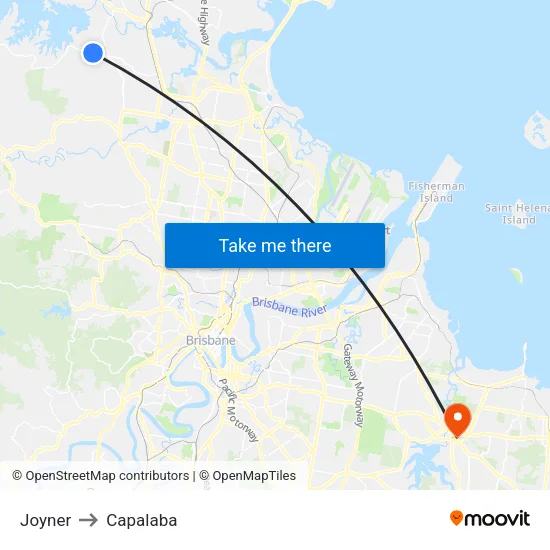 Joyner to Capalaba map