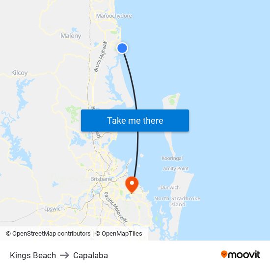 Kings Beach to Capalaba map