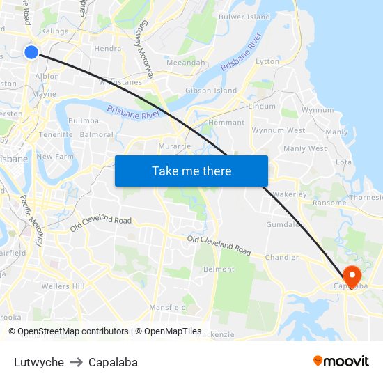 Lutwyche to Capalaba map