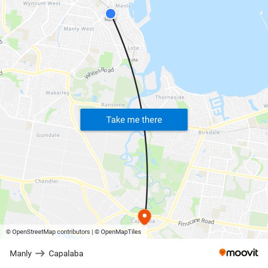 Manly to Capalaba map