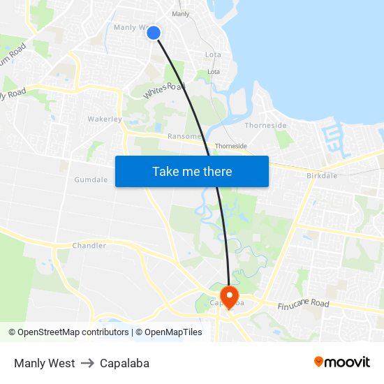 Manly West to Capalaba map