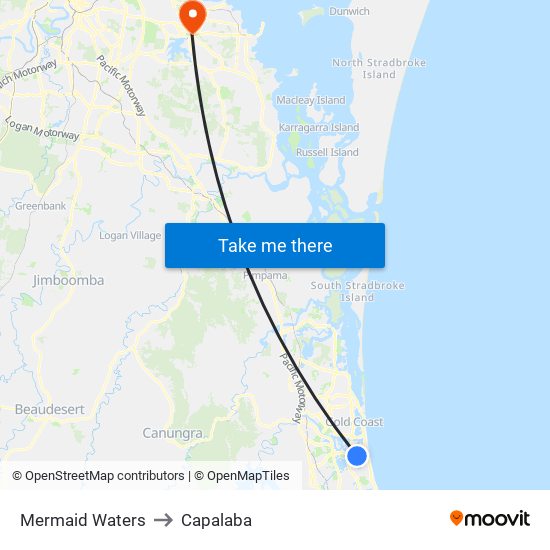 Mermaid Waters to Capalaba map