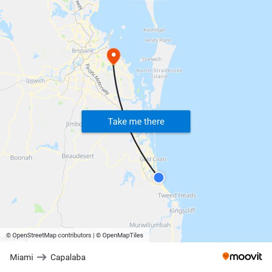 Miami to Capalaba map