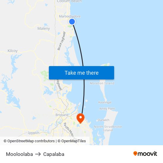 Mooloolaba to Capalaba map