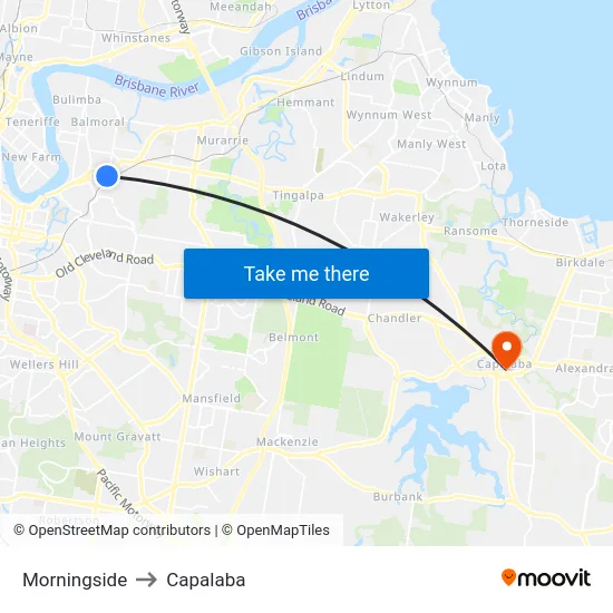 Morningside to Capalaba map