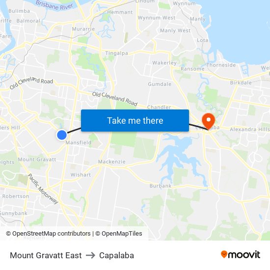 Mount Gravatt East to Capalaba map