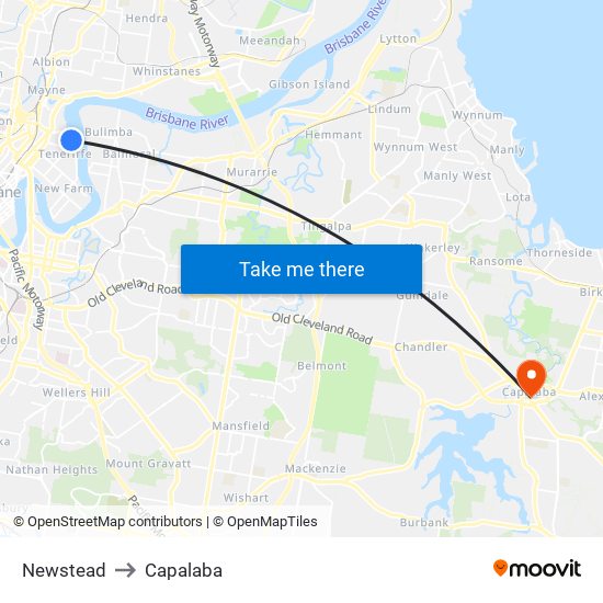 Newstead to Capalaba map