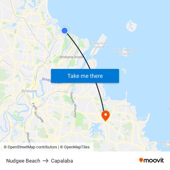 Nudgee Beach to Capalaba map