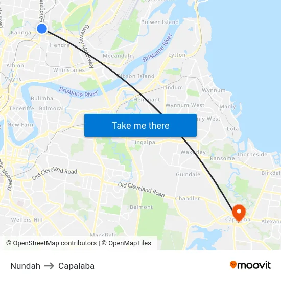 Nundah to Capalaba map