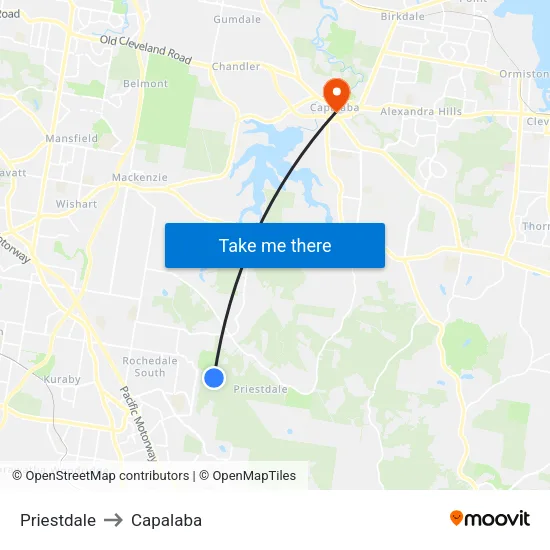 Priestdale to Capalaba map