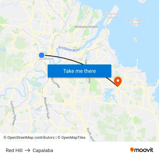 Red Hill to Capalaba map