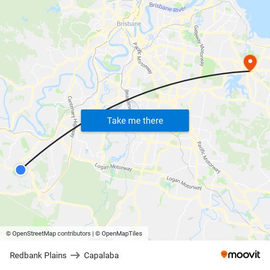 Redbank Plains to Capalaba map